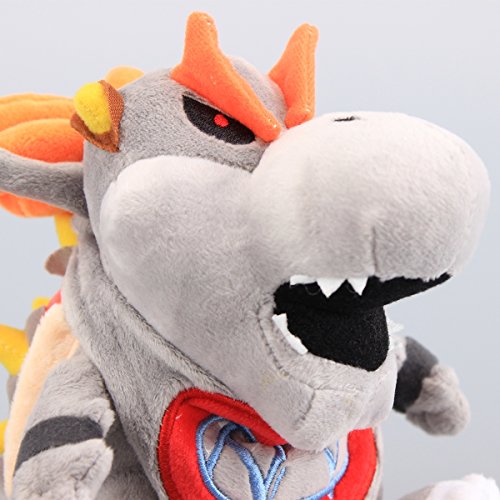 Uiuoutoy 10'' Gray Dry Bowser Koopa & 7'' Dry Bone Bowser Jr. Plush Toy Stuffed Figure Doll #TOP7