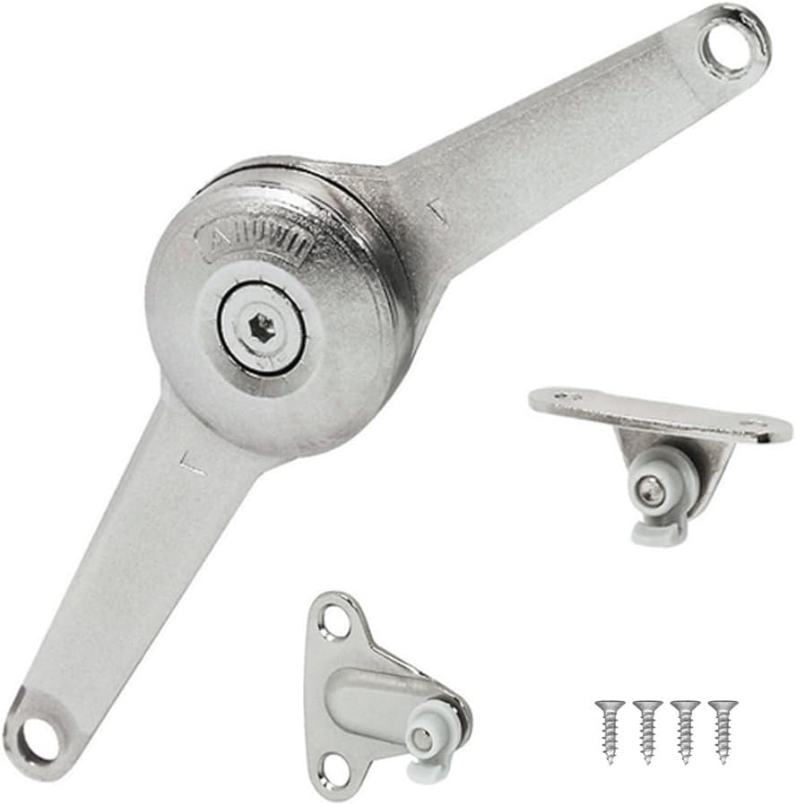 Rok Hardware Duo Flap Lid Support Stay Folding Arm with Adjustable Horizontal Soft Close and Hold Open Cabinet Door Toy Box Hinges