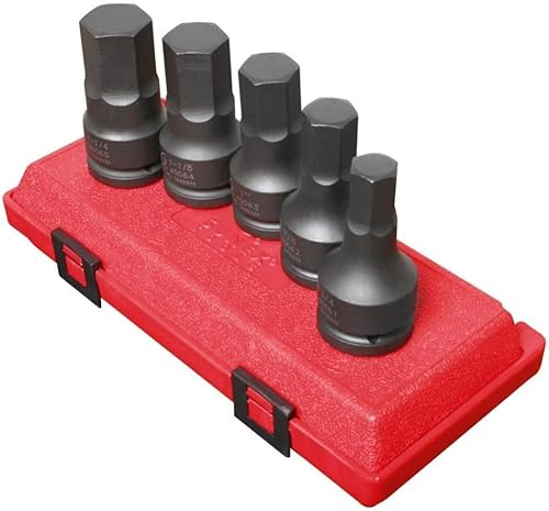 Sunex 4506 - Juego de destornilladores hexagonales de impacto de 34 pulgadas, 5 piezas, SAE, 34 - 1-14 pulgadas, acero Cr-Mo, construcción sólida de