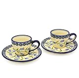 Bunzlauer Espressotassen mit Untertassen im 2er Set (Dekor Agnes)
