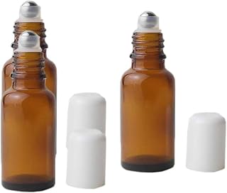 3PCS 20ml Empty Refillabl Amber Glass Roller Bottle With Stainless Steel Balls And White Screw Cover For Essential Oil Lip Balms Perfume