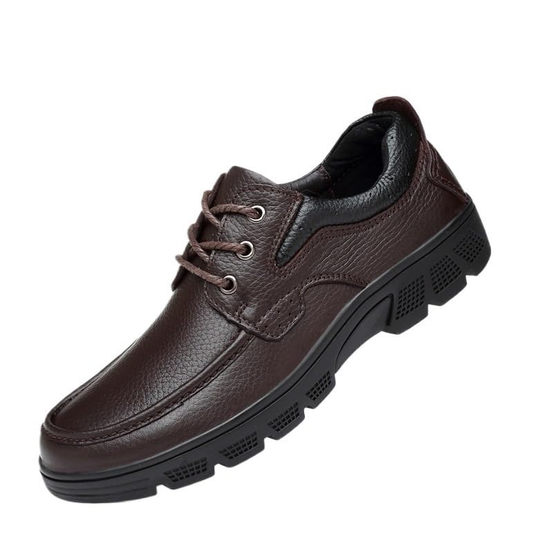 Men’s Round-Toe Leather Men’s Formal Oxford Shoes Slip-Resistant Lace-Up Tuxedo Wedding Dress Footwear for Grooms or Guests