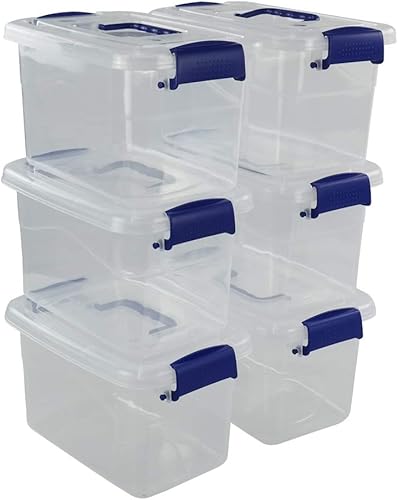 Miniatura 1 de Paquete de 6 cajas de almacenamiento de plástico de 5 cuartos de galón con asa, contenedor de almacenamiento transparente