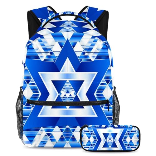Sac à dos polyvalent imprimé drapeau israélien bleu pour le collège, le lycée et les sorties