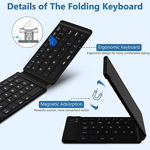 Acoucou Foldable Bluetooth Keyboard, Travel Portable Multi-Device Wireless Keyboard, Pocket Size Keyboard Compatible With Mac/Ios, Windows, Android Smartphones, Tablets, Laptops,Etc #TOP3