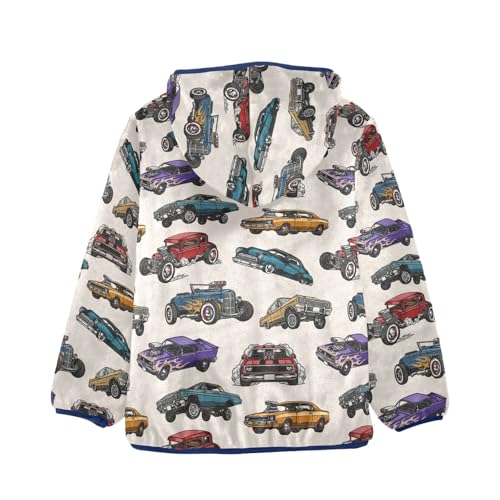 Retro Car Toddler Fleece Jacket Baby Boys Hooded Zipper Long Sleeve Thick Warm Outerwear 3-10 Years2