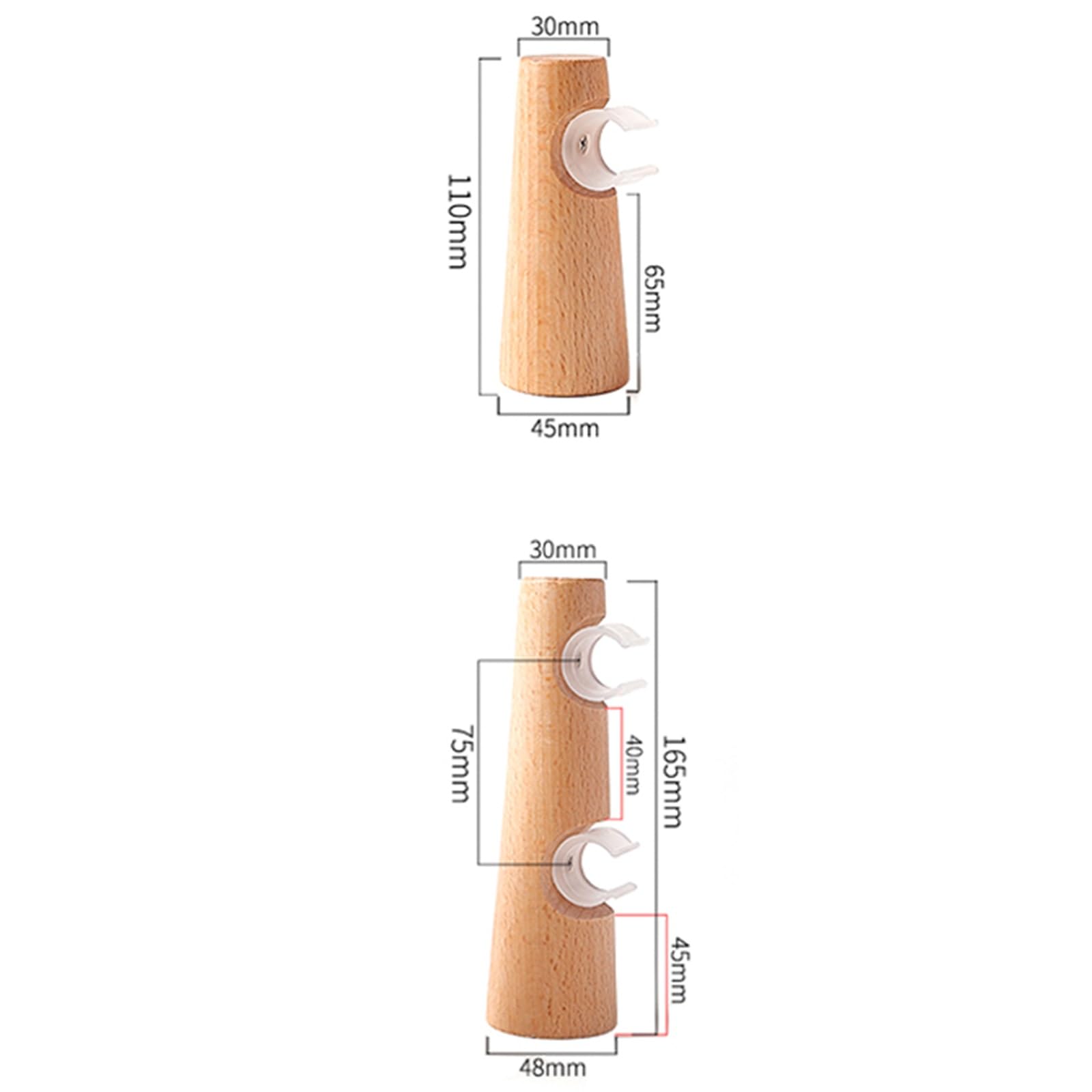 Tringle à rideau romaine en bois massif de 160 cm – Tringle simple silencieuse avec support perforé – Parfaite pour chambre à coucher et décoration d'intérieur confortable