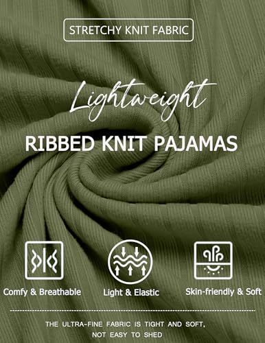 Image of Ekouaer Womens Cami Pajama Sets 2 Piece Ribbed Knit PJs Tank Top and Shorts Set Lingerie Sleepwear