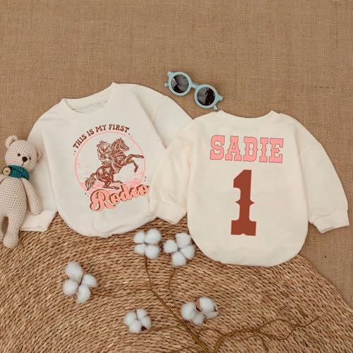Personlized 1st Birthday Girl Outfit, Baby Girl Rodeo Outfit, First Rodeo Outfit Girl, Baby Girl Cowgirl Romper3