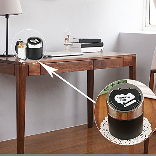 Coralpearl Smokeless Metal Steel Ashtrays For Cigarettes Cigars With Covered Stainless Push Lid Portable Windproof Ash Tray Bucket Big Small Set For Home Tabletop,Patio,Sand,Car,Auto,Outdoors,Indoors #TOP6