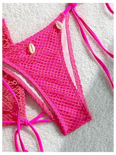 SHENHE Women's 3 Piece Bikini Set Shell Decor Halter Bra and Bottom with Cover Up Skirt4