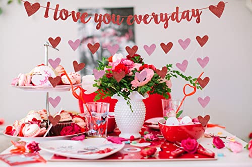 Image of Festiko Kids I Love You Everyday Banner, Red Glittery Valentines Day Banner For Valentines Day Party Decorations, Engagement, Wedding Anniversary Party Decorations Photo Props, Valentines Day