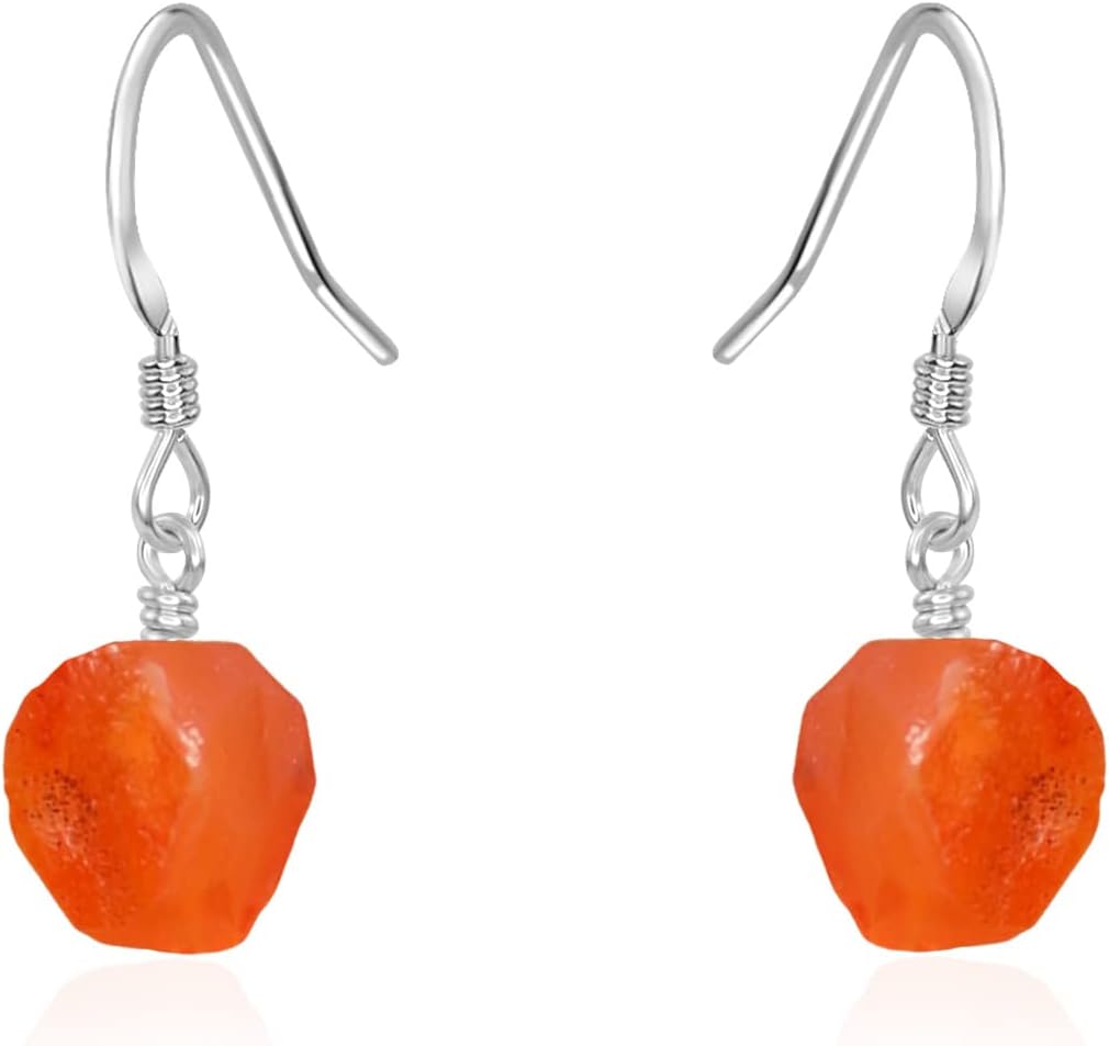 Luna Tide Carnelian Raw Nugget Earrings in Sterling Silver