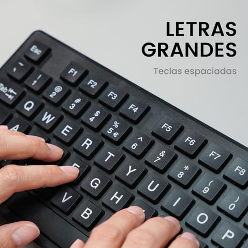 Perixx PERIBOARD-117P ES Teclado con Cable PS/2 - configuraci&oacute;n ES y Teclas Tipo chiclet Impresas en Grande - Negro - QWERTY Espa&ntilde;ol