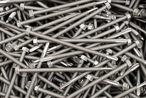 (50) Outdoor TEK 5 Hex Washer Head 1/4-20 x 5 Self-Drilling HD Steel Screw IHW