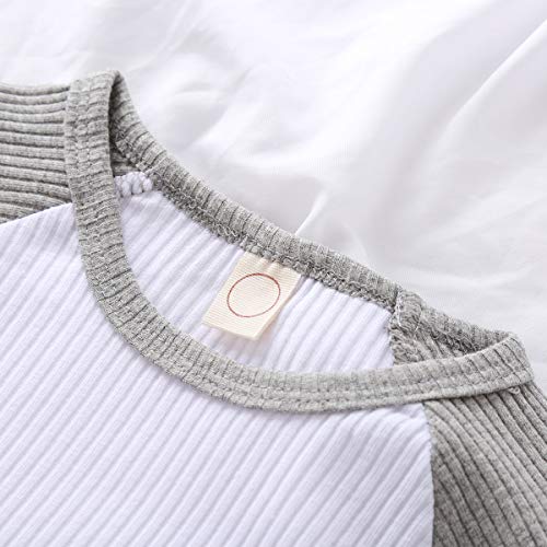 Unisex Toddler Baby Boy Girl Spring Fall Winter Clothes Long Sleeve T-Shirt Tops+Long Pants Two Piece Solid Outfit (A-Gray, 18-24 Months) #TOP3