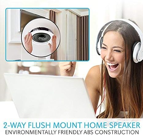 Pyle Pair 8 Bluetooth Flush Mount In-wall In-ceiling 2-Way Universal Home Speaker System Spring Loaded Quick Connections Polypropylene Cone Polymer Tweeter Stereo Sound 250 Watts (PDICBT852RD)