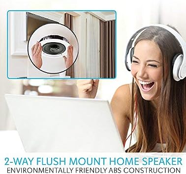 Pyle Pair 8 Bluetooth Flush Mount In-wall In-ceiling 2-Way Universal Home Speaker System Spring Loaded Quick Connections Polypropylene Cone Polymer Tweeter Stereo Sound 250 Watts (PDICBT852RD)