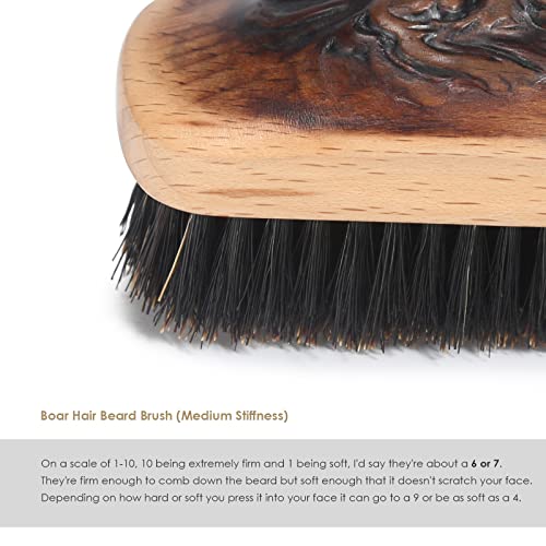 Beard Brush，Bestool Boar Bristle Beard Brush Comb Set For Men Wooden Beard Brush Grooming Kit For Growth, Styling, Smoothing, Makes A Great Gift For Him #TOP2