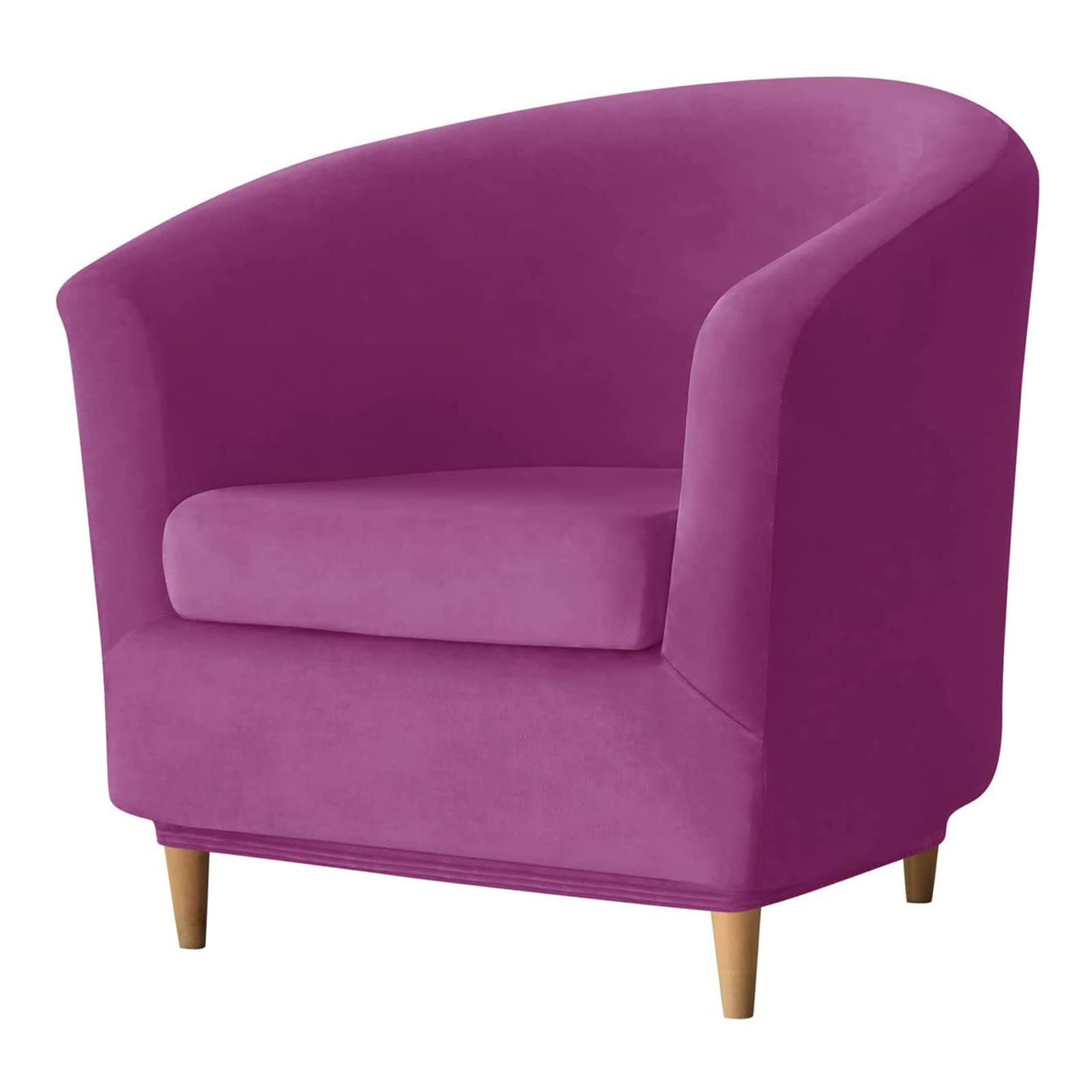 JHLD 2 Piece Stretch Club Chair Slipcover, Tub Chair Cover Velvet soft Armchair Chair Slipcovers Removable Washable For living room -Purple-2 pieces