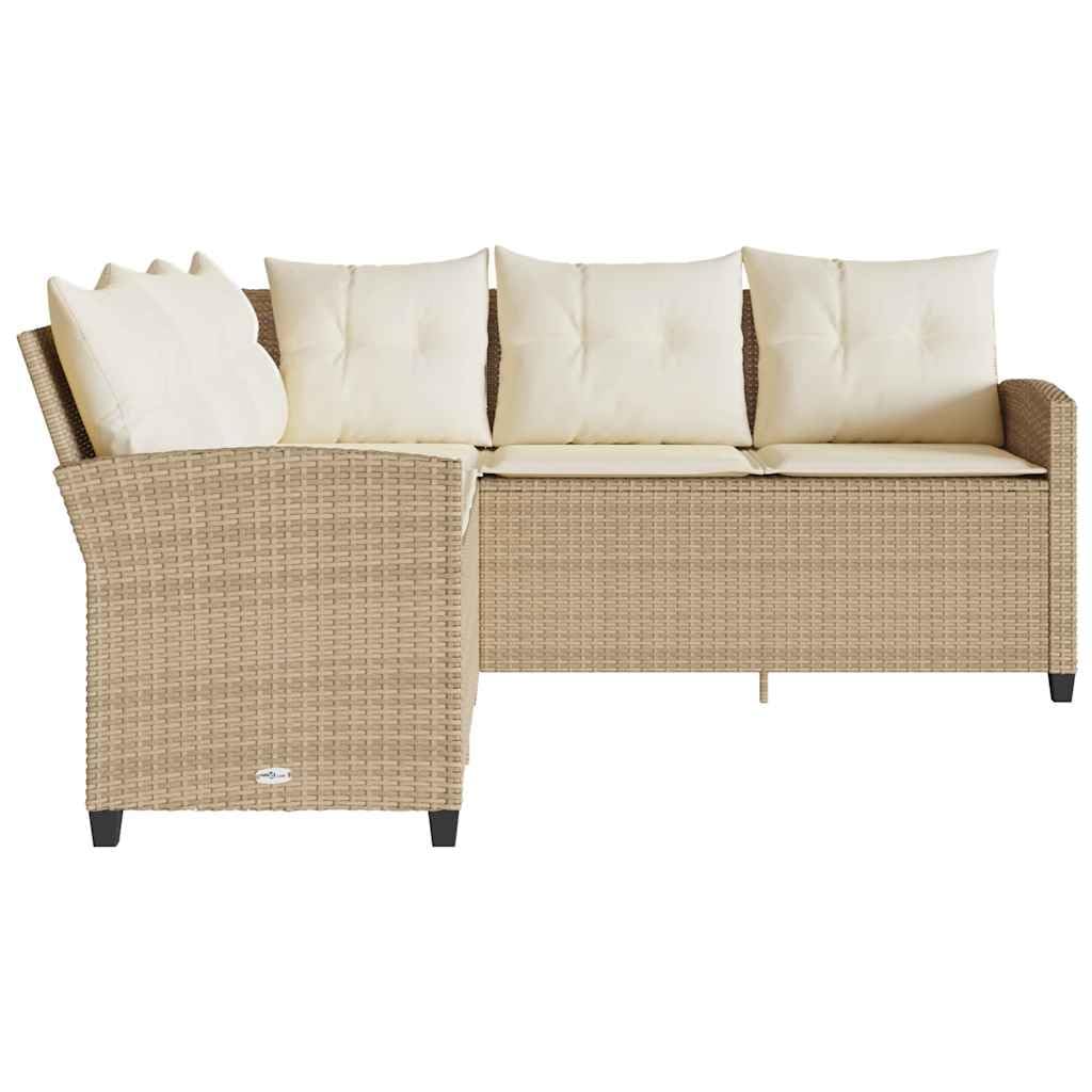 Canape L Tressé Beige avec Coussins Beige Canapé d Angle Jardin en Résine Tressée avec Coussins Lavables Ensemble Canapé Extérieur pour Terrasse Balcon Patio Maison Durable Imperméable UV
