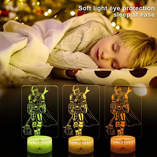 Star Wars Night Light For Kids Star Wars Gifts Mandalorian Action Figures Lamp With Timing Remote Control And 16 Color Changing Kids Room Decor Lamp Cool Stuff Boys Girls Christmas Birthday Gifts #TOP1