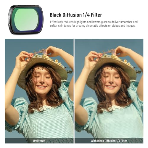 Image of NEEWER Magnetic Effect Filter Set Compatible with DJI OSMO Pocket 3, 4 Pack 8X Star /Blue Streak Anamorphic /Light Pollution Reduction /Black Diffusion 1 /4 Filters, Multi Coated HD Optical Glass