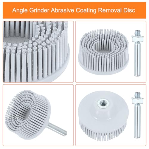 Image of HARFINGTON 3pcs Bristle Disc 2 inch 120 Grit R-Type Abrasive Brush Coarse Bristle Disc Deburring Electric Disc Brush Attachment with 1 /4 inch Round Shank Abrasive Coating Removal Disc for Metal, Gray