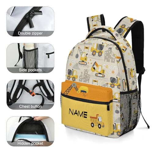 Custom Truck Car 3 Piece Backpack Set Add Name Personalized School Bag with Lunch Bag Kid Water Bottle Customization Bookbag for Students Back to School3
