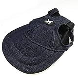  Hundemütze, verstellbarer Riemen, Sommer-Sonnenhaube für Hunde, Outdoor, Sport, Sonnenschutz, Baseballmütze mit Ohrlöchern, für Welpen, kleine Hunde, mittelgroße Hunde, (groß, Denimblau)
