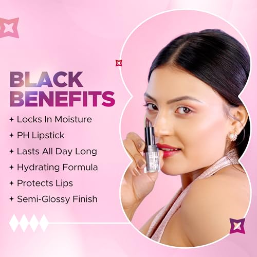 Image of Hilary Rhoda Darling PH Black Lipstick | Long-Lasting, Moisturizing & Smudge-Proof | One Swipe Magic Lipstick with Semi-Glossy Finish | Lightweight & Pigmented | 3.6g