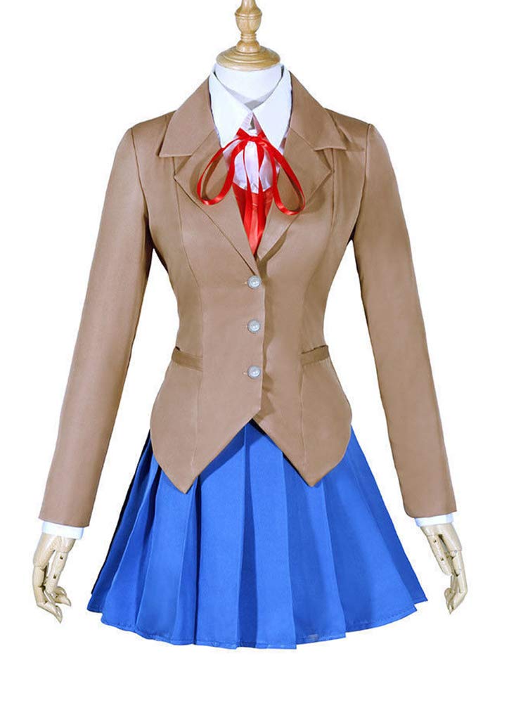 [SCLYX] Doki Doki Literature Club Uniform 5-Piece Set, Doki Literature Club Costume, Monica Monika, Sayori Sayori Natsuki Yuri Cosplay, Costume, Uniform, DDLC#20166 (S)