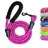 Guinzaglio per Cani, Nylon Elastico e Riflettente Resistente 1,5mt Impugnatura Imbottita Antiscivolo Addestramento per Cani (Fucsia)