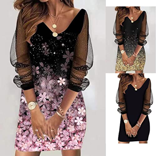 SUDNJIALQ Vestido Curto Feminino Impresso Banquetes Jantar Noivado Escolar Casamento Banquete de Cas