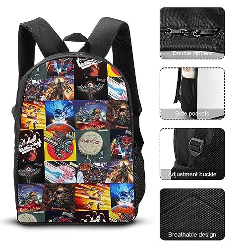 Judas Metal Band Priest Backpack Set 3 Pieces Multifunctional Unisex Book Bags for Mans Classic Cute Daypacks-Travel Camping Backpacks Suitable for Laptop Office3