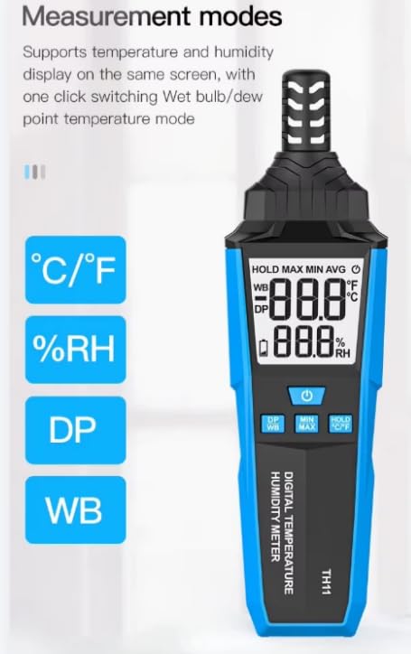 T11 - Medidor digital de temperatura y humedad multifuncional LCD para cultivo de frutas y trigo para laboratorio