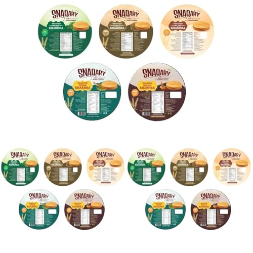 Image of Snaqary Multigrain Khakhra Combo - Methi, Masala, Plain, Moong & Jeera | Wholesome Indian Snacks, 100% Natural, Diet-Friendly Delight (15 Packs, 200g Each)