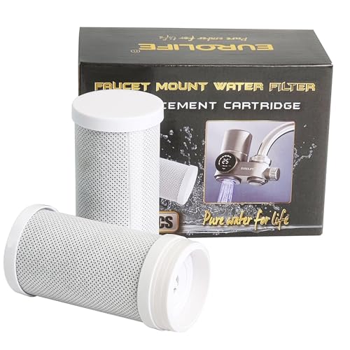 Eurolife Faucet Mount Replacement Filter 2-Pack, 7 Stages of High Efficiency Fine Filtration, Easy Installation, Pure Water Filters Replacement Fit for Kitchen & Bathroom Sinks, Leak-proof, BPA Free