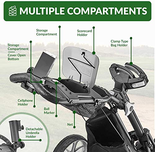 Caddytek Caddycruiser One Version 8 - One-Click Folding 4 Wheel Golf Push Cart, Dark Grey #TOP2