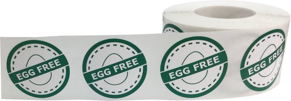 Egg Free Food Rotation Labels 1.25 Inch Round Circle Dots 500 Adhesive Stickers