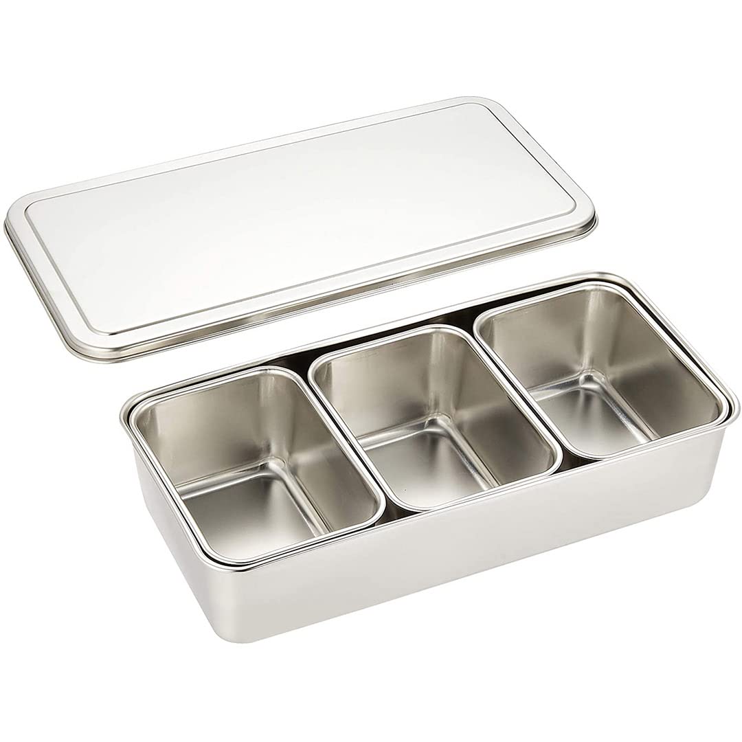 TIKUSAN Yakumi - Contenitore per spezie in acciaio inox, con coperchio, misura media, prodotto in Giappone (3 contenitori)