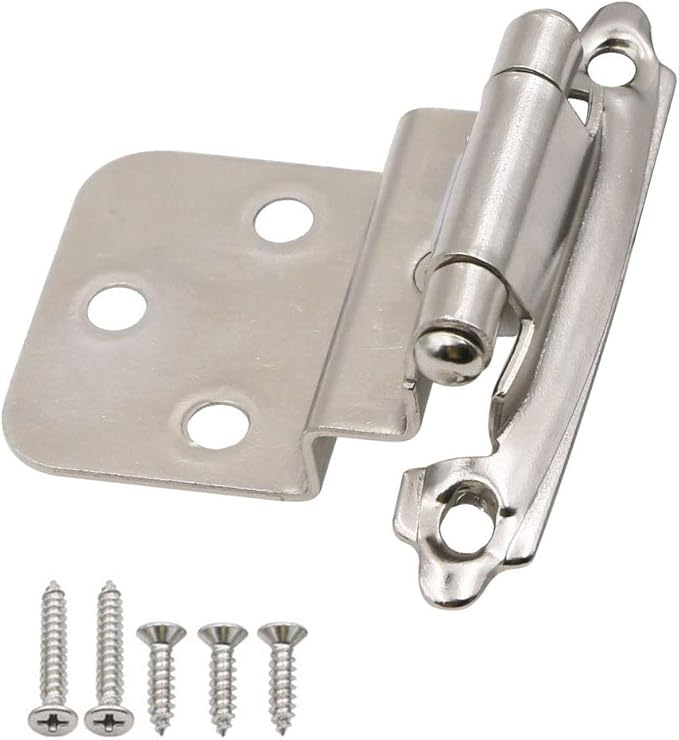 3/8 inch Offset Inset Hinges, Self Closing Inset Satin Nickel