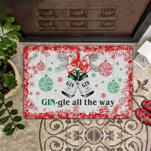 ���փ}�b�g �W���O���E�I�[���E�U�E�E�F�C �M�t�g�f�R���[�V���� 50×80cm doormat Gin-gle All The Way Gift Decor