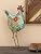 Deco 79 Metal Rooster Decorative Garden Sculpture Indoor Outdoor Distressed Standing Garden Statue with U Shaped Feet, Outdoor Sculpture 10" x 5" x 17", Green
