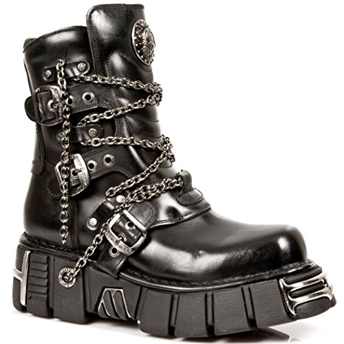 Bottes New Rock M.1011 S1 Noir d'exception en cuir haut de gamme et métal