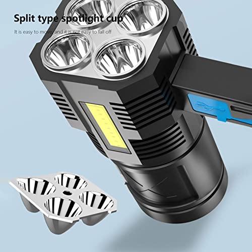 High Brightness Flashlight 4Led Searchlight Outdoor Usb Flashlight Portable Strong Lights Side Light Outdoor Camping Tent Light (A) #TOP2
