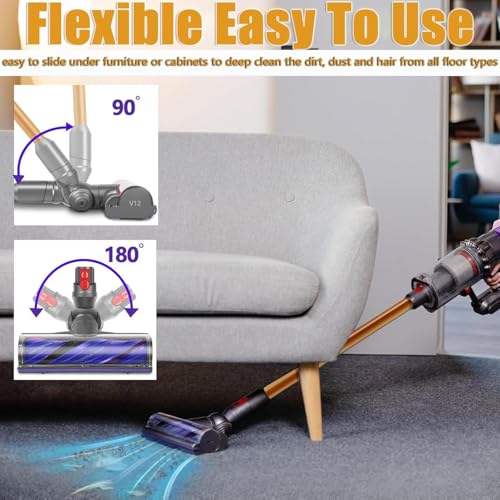 Upgrade Anti-Tangle Elektrische Bürste für Dyson V12 Detect Slim, Ersatzteil Direktantrieb Reiniger Kopf Turbine Bodendüse für Dyson V12 Slim, elektrischer Kopf für Hartholzböden und Teppiche
