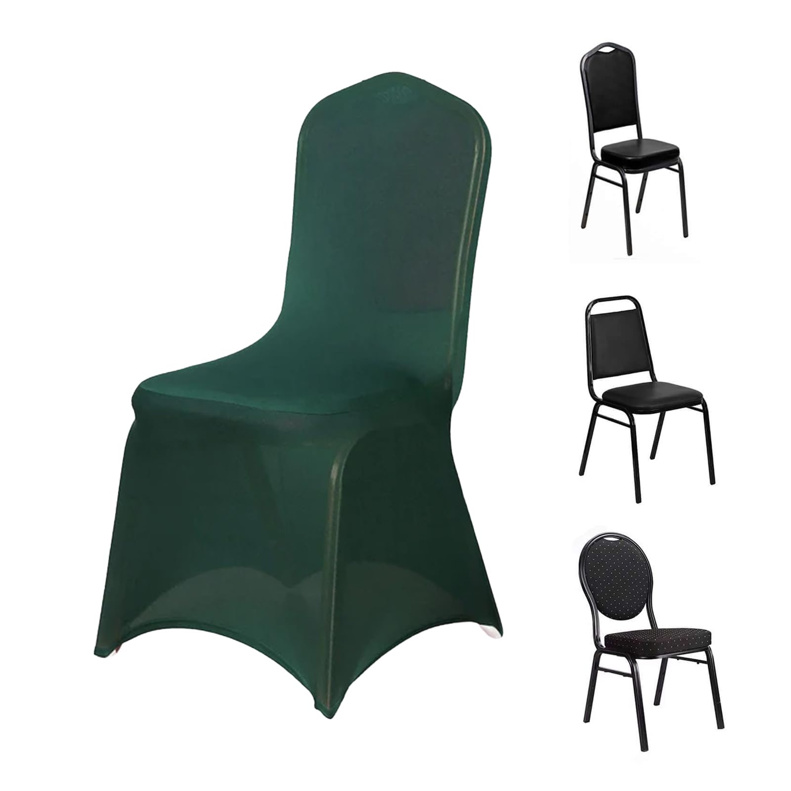 Efavormart 10 Pack Hunter Green Spandex Stretch Banquet Chair Covers for Party Dining with Foot Pockets Washable Wedding Chair Slip Covers for Outdoor