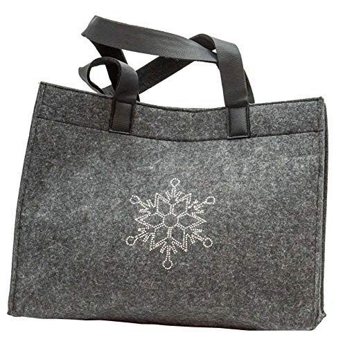 hLine Handtasche Einkaufstasche aus Filz Filztasche mit Stick grau 40 cm Cover