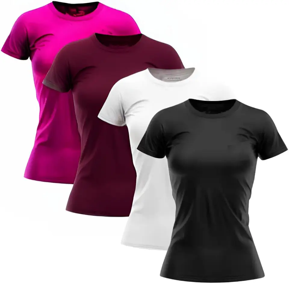 Kit 4 Camisetas Femininas Dry Fit Poliéster Premium Proteção UV 50